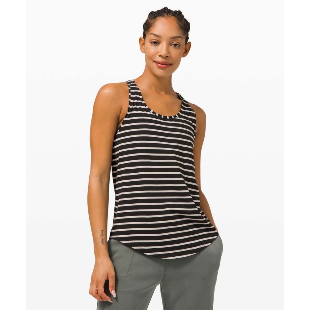 Lululemon Love Razor Back Tank in White & Black Stripes Women's Size 4